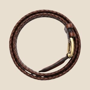 Brighton‎ Men's brown braided leather belt with a solid brass buckle size 40